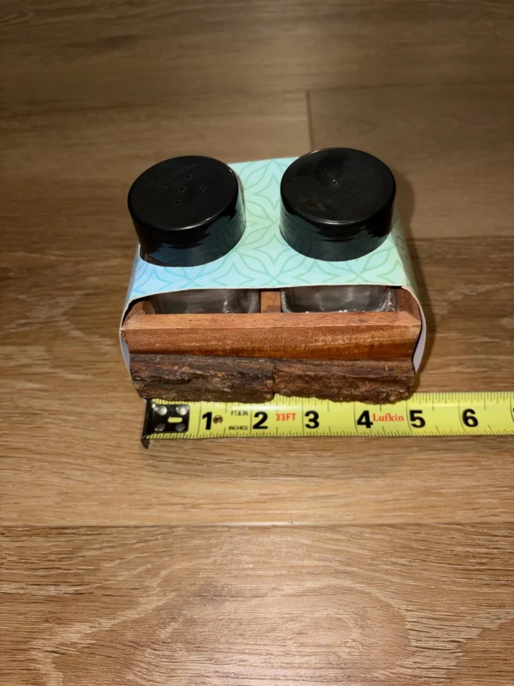 Handcrafted Wooden Salt & Pepper Caddy Set Rustic Kitchen Table Decor New